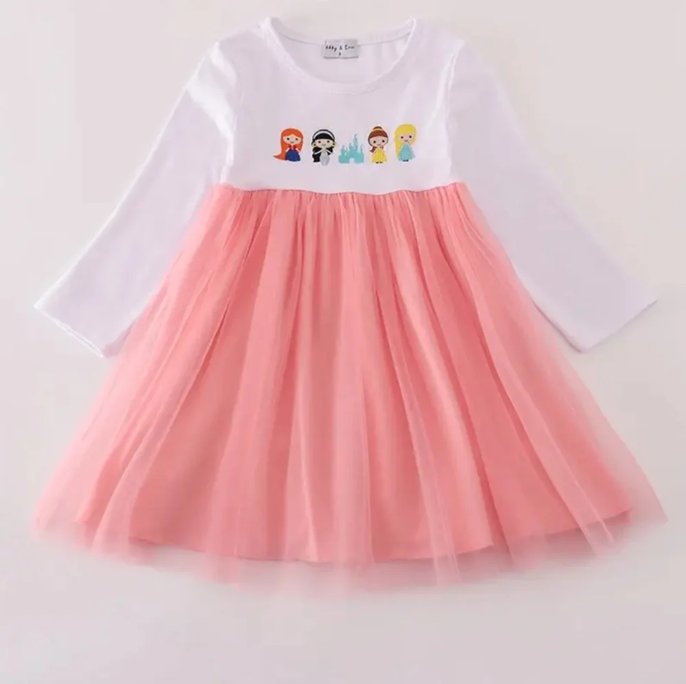 Abby & Evie Pink Princess Tulle Dress Long Sleeve 2T